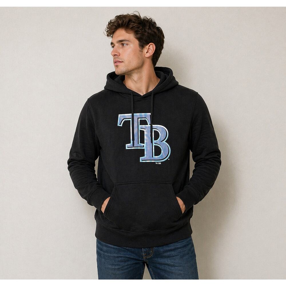 Tampa Bay Rays Hoodie Fanatics Black Pullover Men’s Medium MLB TB Logo